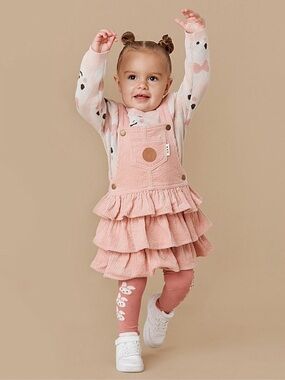 Huxbaby Pink Cord Frill Dress (Size 3Y Runs Small) – Like New